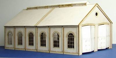 B 00-10 OO gauge medium double track engine shed with round windows